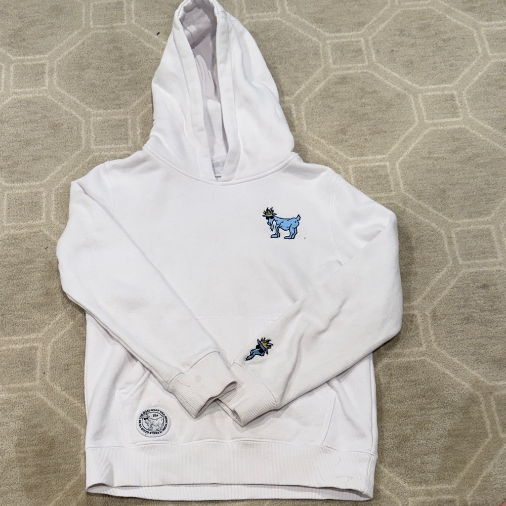 Kids' White Hoodie with Blue Graphic